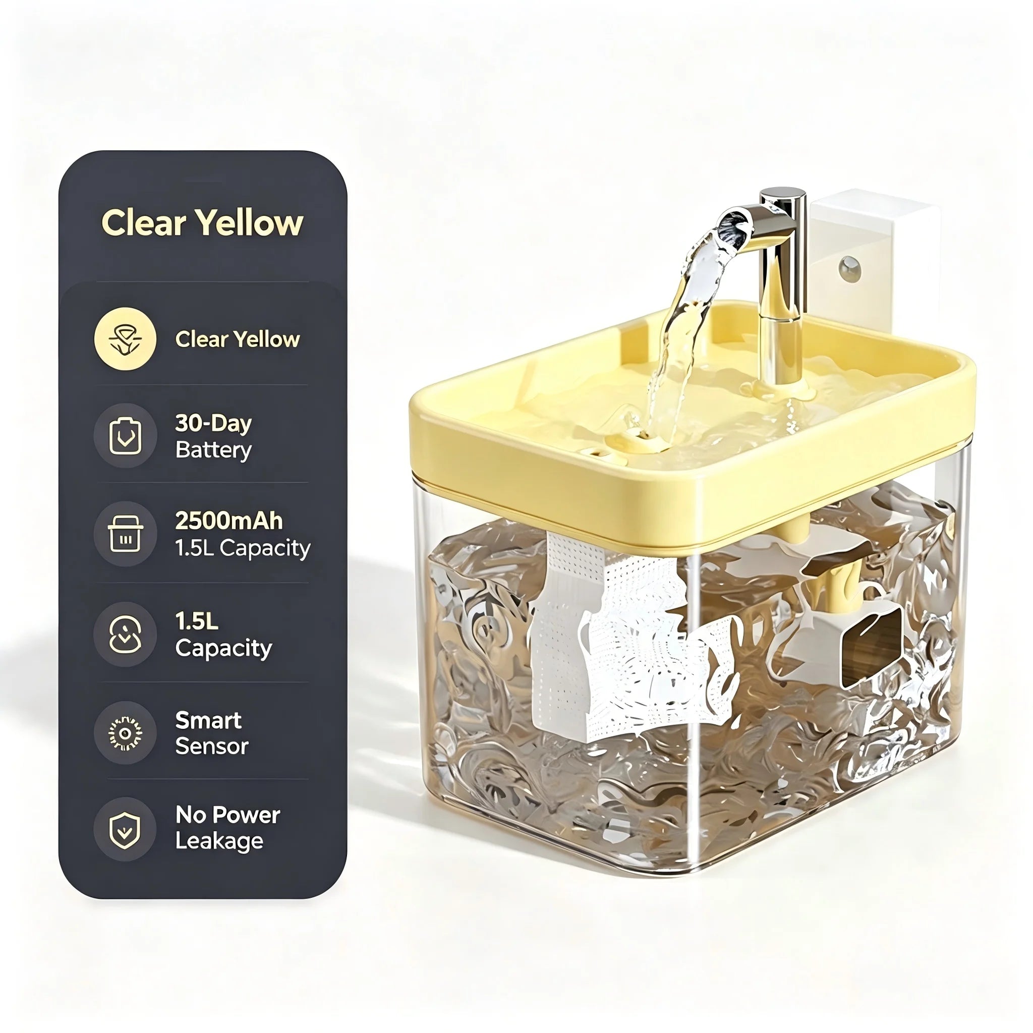 Cat Water Fountain with Auto Filter Transparent Anti-Dry Burning Recirculating Dispenser Includes Pump for Cats