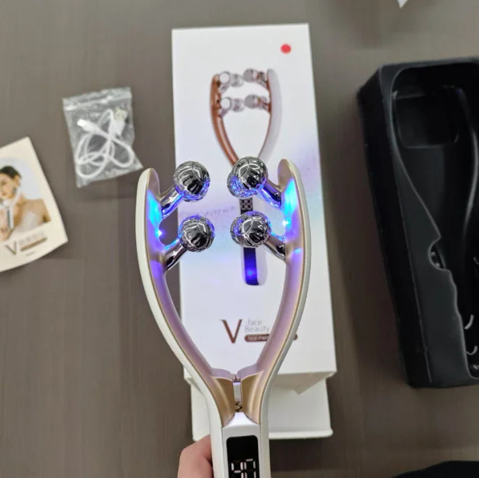 V-shaped Smooth Neck Vibration Massager Electric Lifting Roller Beauty Instrument Intelligent Portable Face Slimming Instrument