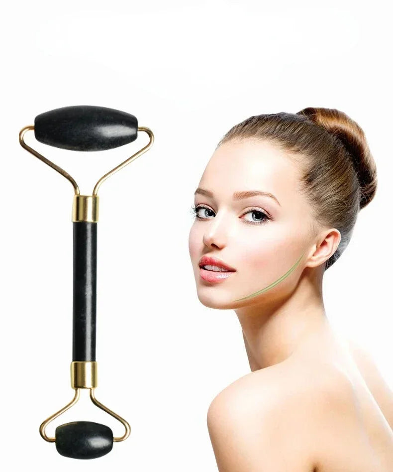 Natural Obsidian Black Face Jade Roller Facial Massage Tool for Skin Care Black Face Massage Roller Facial Massager