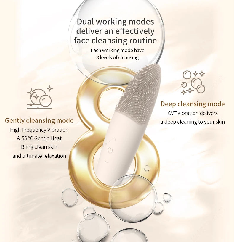 Sonic Electric Face Cleansing Brush Soft Silicone Facial Scrubber Rechargeable Skin Care Device For Deep Pore Clean Massager