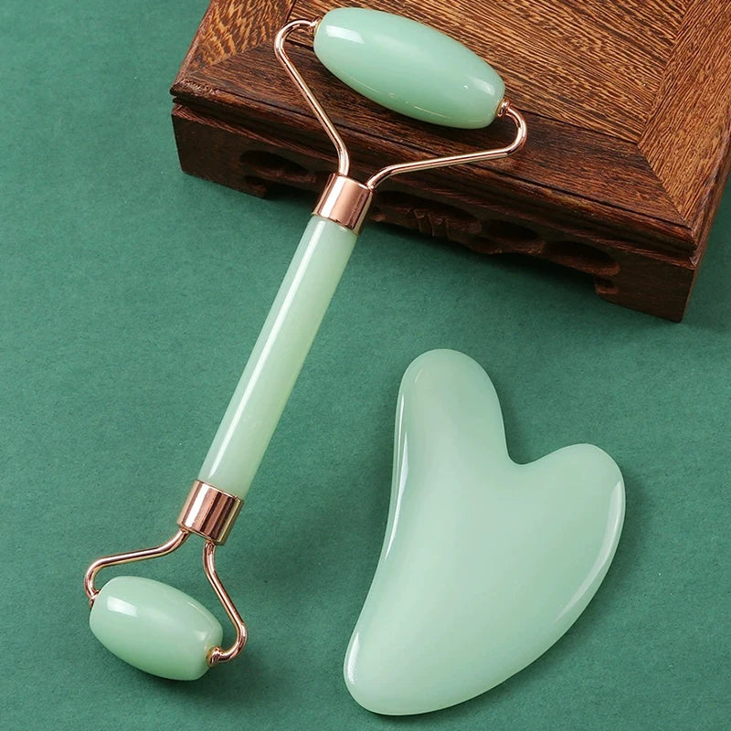 2Pcs Roller for Face Neck Eye Facial Massage Kit Ice Face Roller Gua Sha Board Portable Facial Massage Roller Lifting Contouring