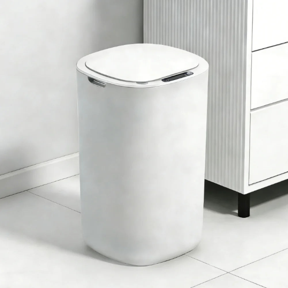 Smart Sensing Trash Can Automatic White Trash Can Kitchen Bathroom Waterproof 12L Electric Trash Can