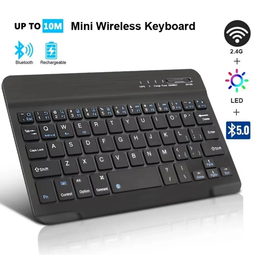 7/10 Inch Bluetooth Wireless Rechargeable Keyboard For iPad Pro Tablet Mobile Phone Laptop Android iOS Windows For Laptop Tablet