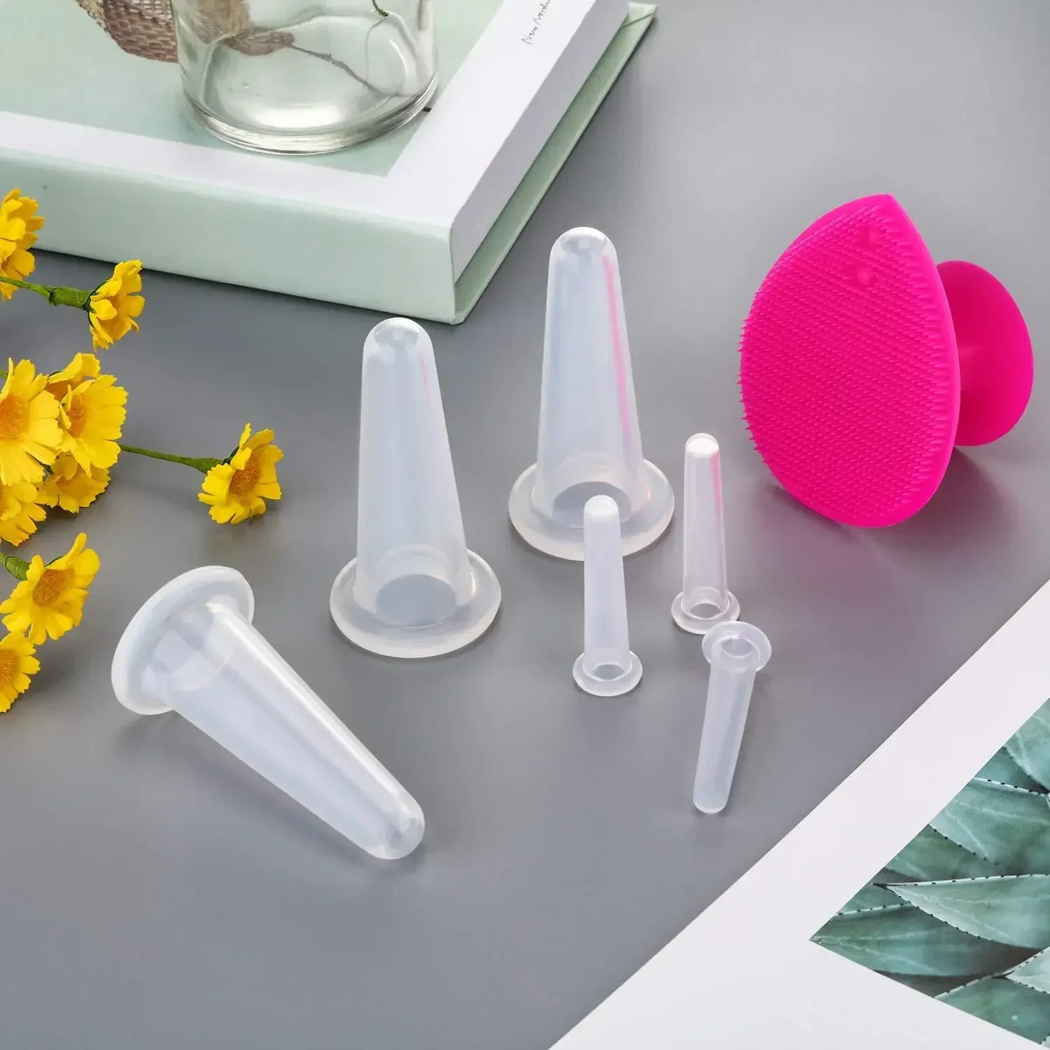 Silicone Vacuum Cupping Massage Jars Anti Cellulite Massage Facial Suction Cups Face Neck Lift Skin Scraping Guasha Anti Wrinkle