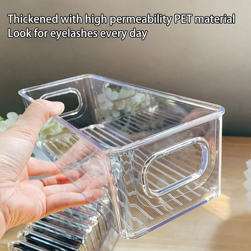 1PCS Transparent Eyelash Storage Box Makeup Organizer False Eyelashes Extension Tool Box Glue Tweezer Holder Makeup Organizer
