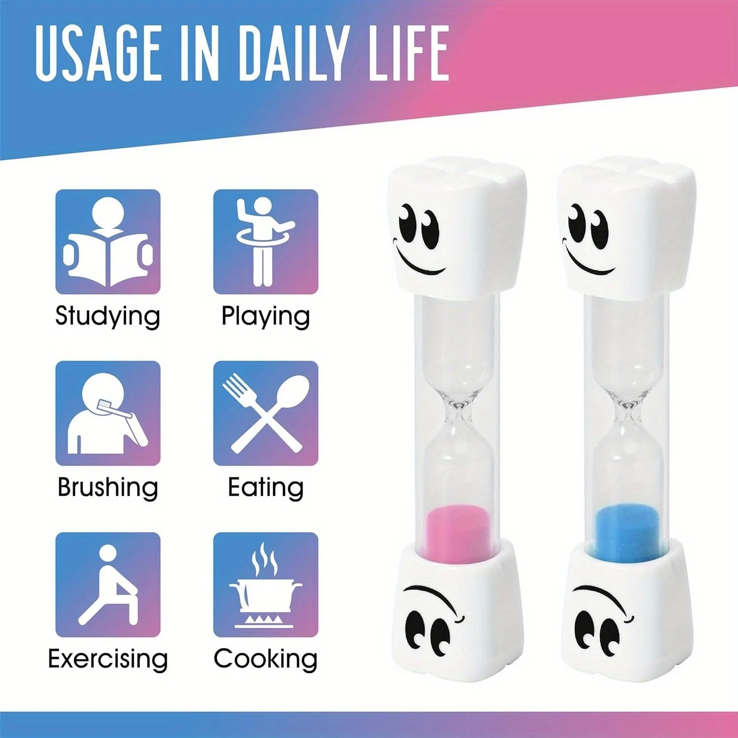 Smiling Teeth 2-minute Hourglass Toothbrush Timer Hourglass Cute Children Brushing Hourglass Home Decor