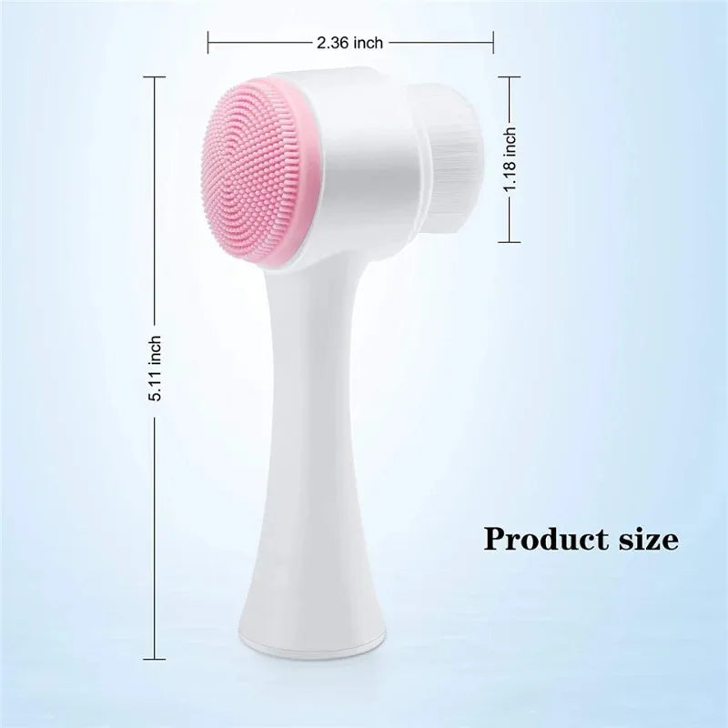 Double Sided Facial Cleansing Brush Manual Face Wash Brush Soft Bristles Silicone Exfoliator Deep Pore Cleaning Blackhead Remove