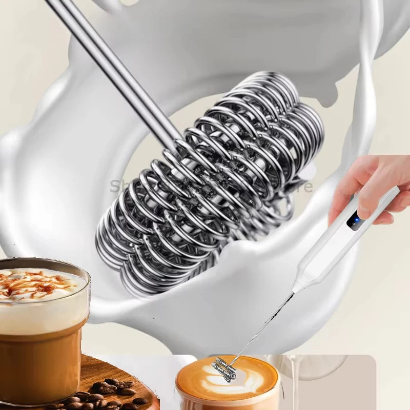 Electric milk frother, handheld egg beater, milk coffee mixer, 3-speed dual stick rechargeable cream frother, food mixer