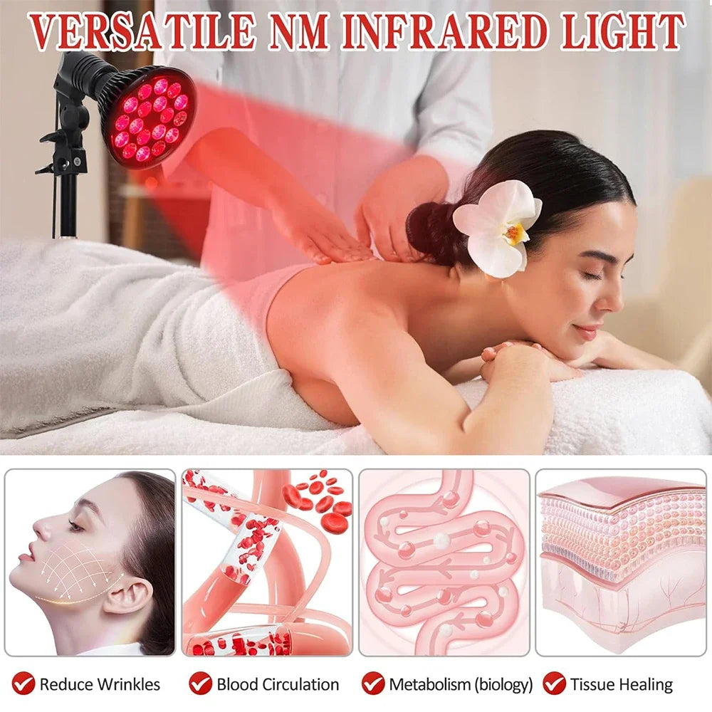Red Light Therapy Lamp 54W 660nm&850nm Infrared Light Therapy Device for Face,Muscle Joint Pain Relief Skin Health Tools E26/E27