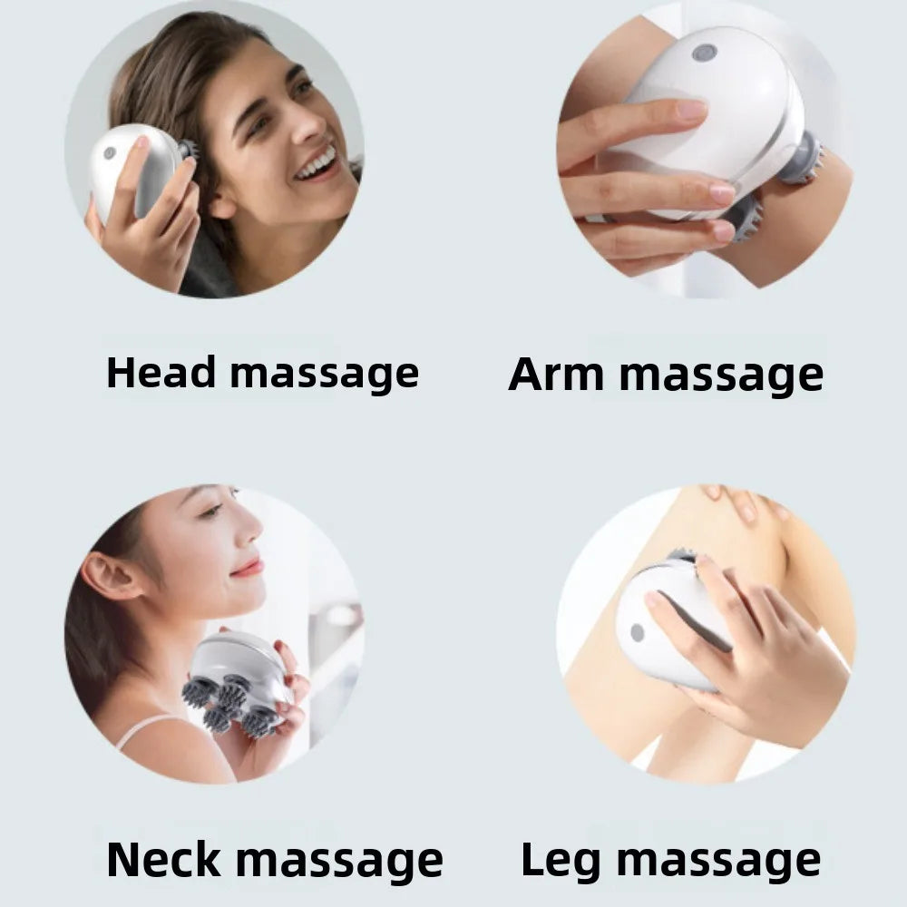 Muscle Massager Electric Head Massager Scalp Relax Kneading Scalp Massager Rechargeable Vibration Head Massage Machine Gift