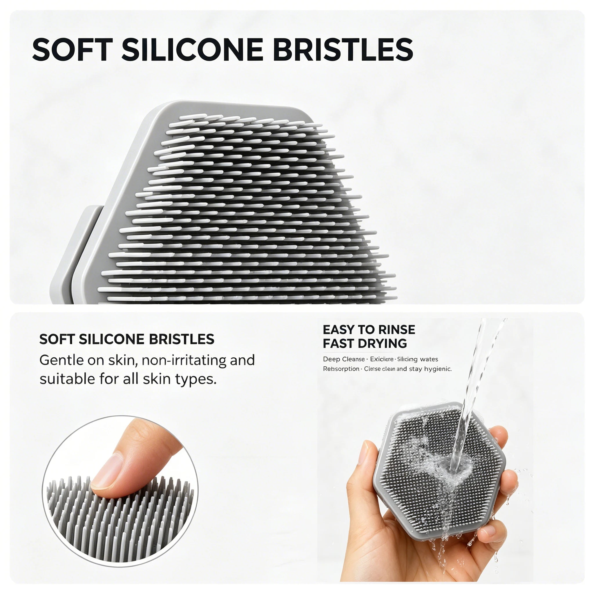 Silicone Cleaning Brush Face Cleansing Scrubber Massager Manual Facial Cleansing Brush Exfoliating Gentle Beard Skin Care Tool