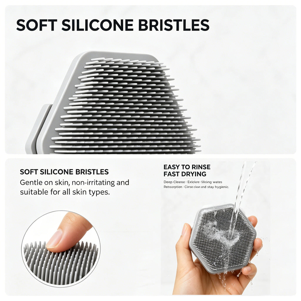 Silicone Cleaning Brush Face Cleansing Scrubber Massager Manual Facial Cleansing Brush Exfoliating Gentle Beard Skin Care Tool