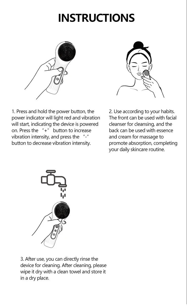 Sonic Waterproof Silicone Facial Cleansing Brush Rechargeable Vibrating Exfoliating Deep Clean Face Cleanser