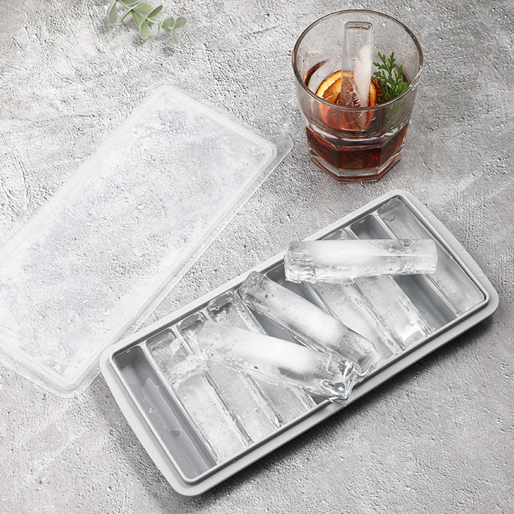 Ice Cube Tray, Easy Release Reusable Ice Cube, Silicone, with No-Spill Removable Lid, 10 Cavities, BPA Free, Ideal for Sports