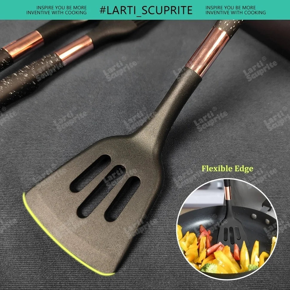 1 Pack Kitchen Silicone Cooking Utensils Heat Resistant tools Kitchenware Accessories Spatula Turner Soup Spoon Pasta Colander