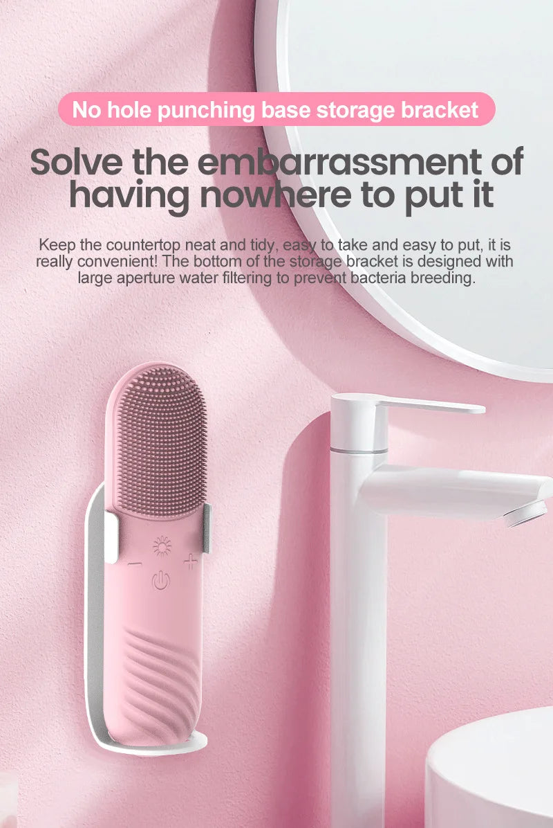 Sonic Facial Cleansing Brush Red Blue Light Electric Facial Cleanser Wash Machine Skin Pore Cleaner Mini Beauty Massager Brush