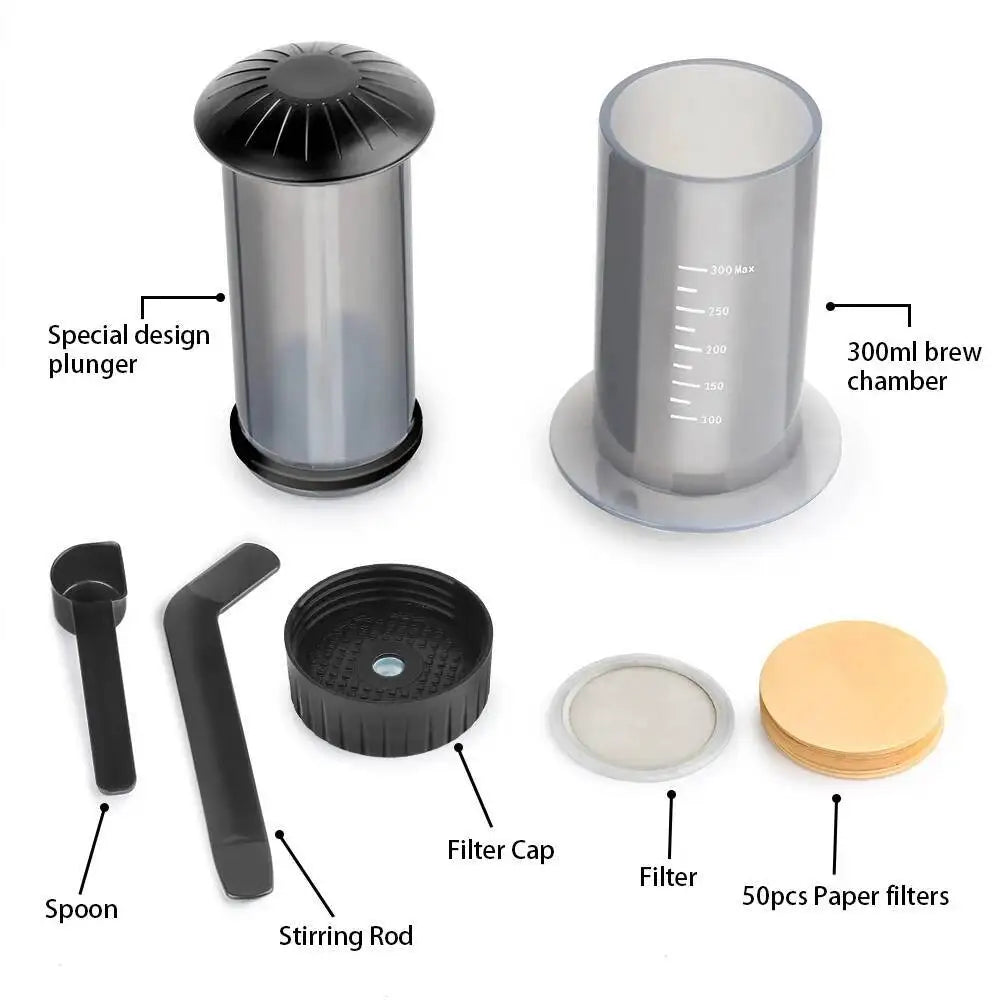 Espresso Coffee Maker Portable Cafe French Press CafeCoffee Pot For AeroPress Machine with 50pcs Filters Paper Kit Barista Tools