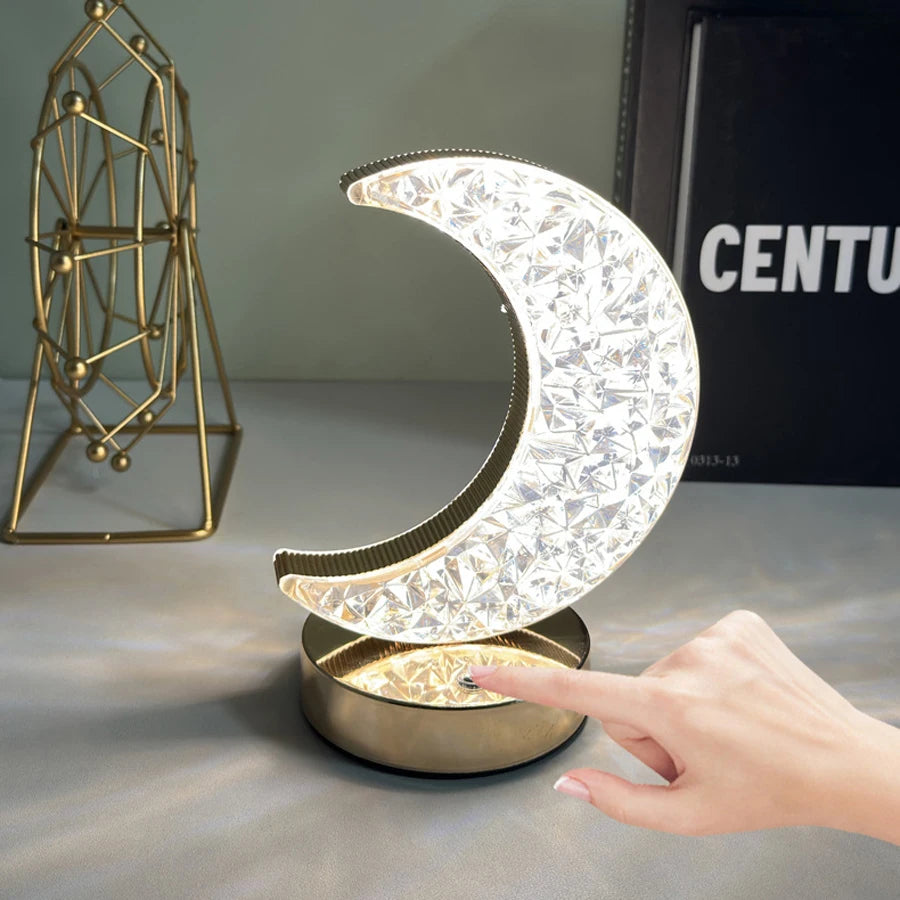 Lunar LED Night Light, Dimmable Bedroom Lamp, USB Powered Ambient Lighting for Desk, Camping, Gift, 3 Color Changing Mood Lamp
