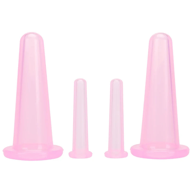 4PCS Silicone Vacuum Cupping Massage Jars Anti Cellulite Massage Facial Suction Cups Face Neck Lift Skin Scraping Beauty Tool