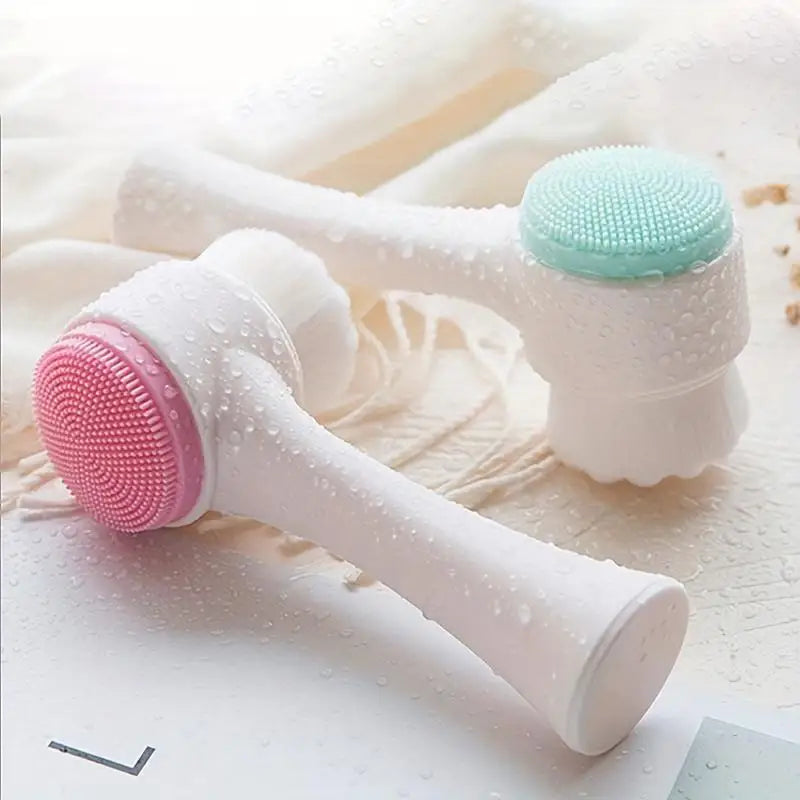 Silicone Facial Cleansing Brush, Double-Sided Deep Clean & Exfoliating Face Scrubber for Glowing Skin, Skin Care Tool