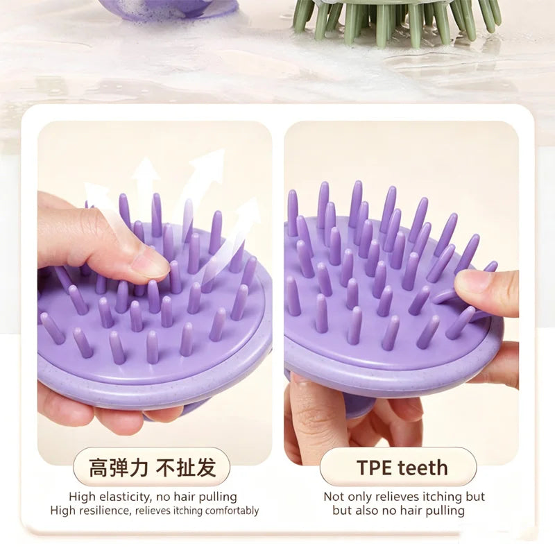 Scalp Care Shampoo Brush Soft Silicone Hair Scrubber Ergonomic Hair Washing Brush for Deep Clean Scalp Massage