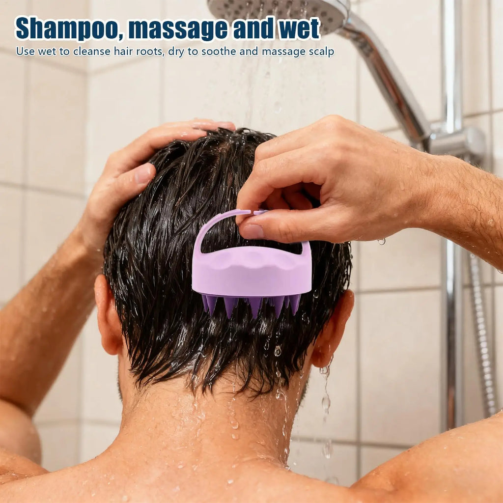 Silicone Scalp Scrubber Hair Scalp Shampoo Brush Head Cleansing Massager For Men Women Bath Brush Wet & Dry For Scalp Care