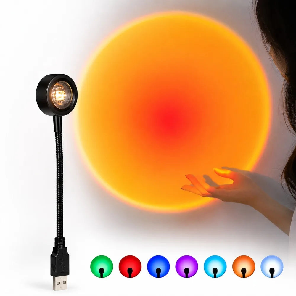 Sunset Projector Night Light USB Powered Ambient Lamp for Bedroom Living Room Home Decor Relaxing Mood Lighting Wall Decor