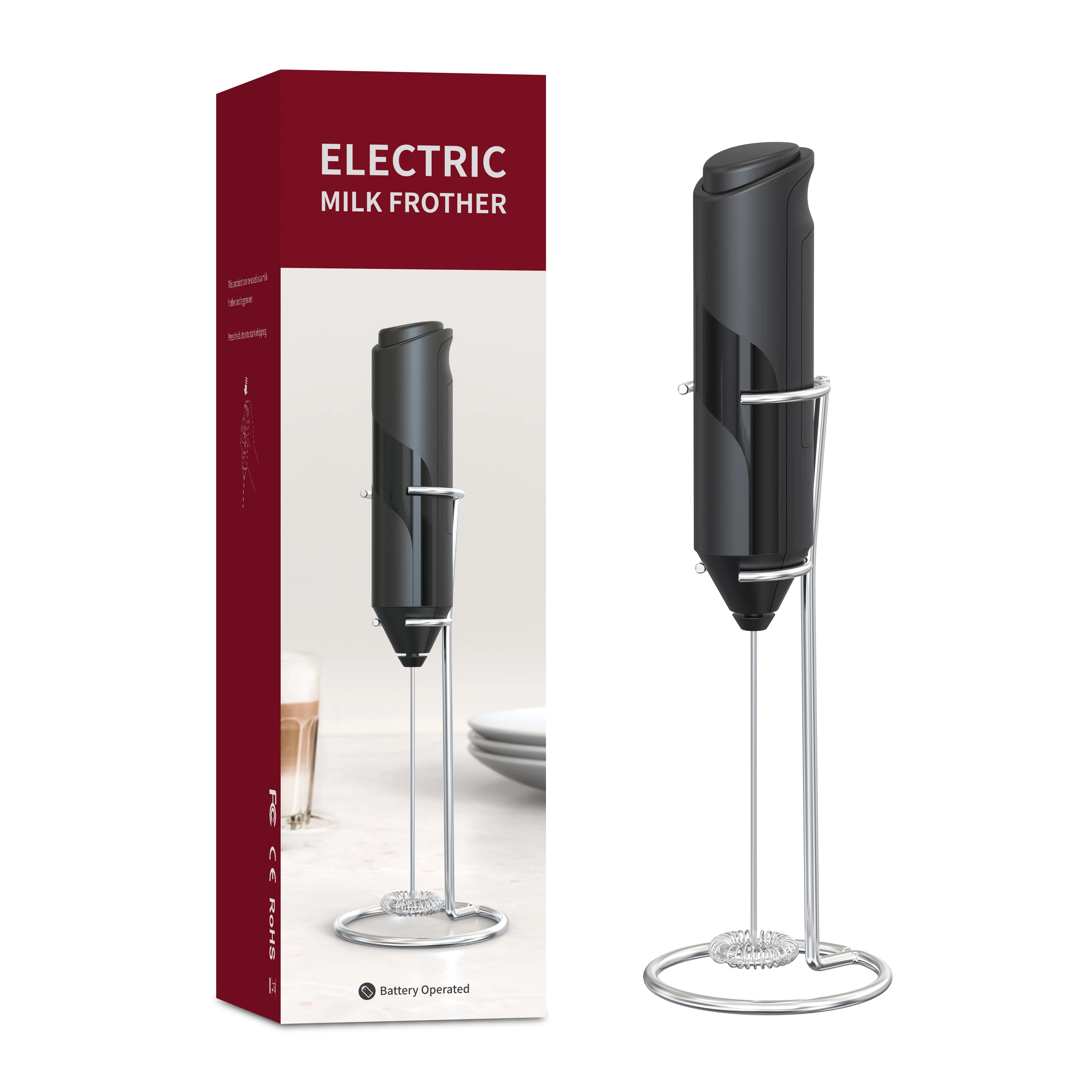 Electric Milk Frother Electric Milk Frother Coffee Mini Foamer Maker Egg Beater Black Kitchen Small Power