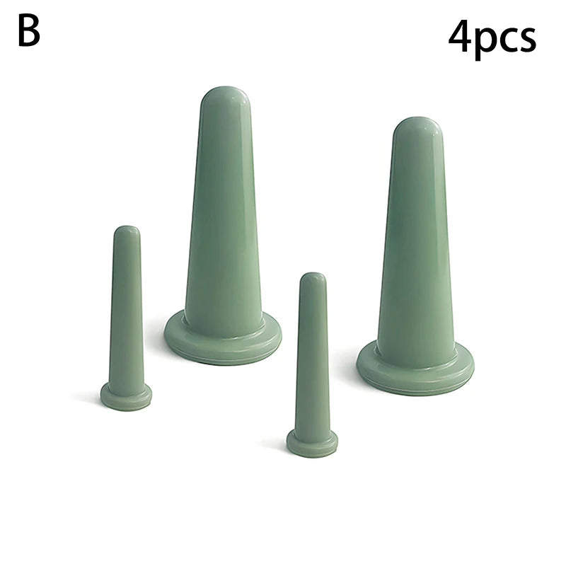 2/4PCS Silicone Vacuum Cupping Massage Jars Massage Facial Suction Cups Face Neck Lift Skin Scraping Guasha Anti Wrinkle
