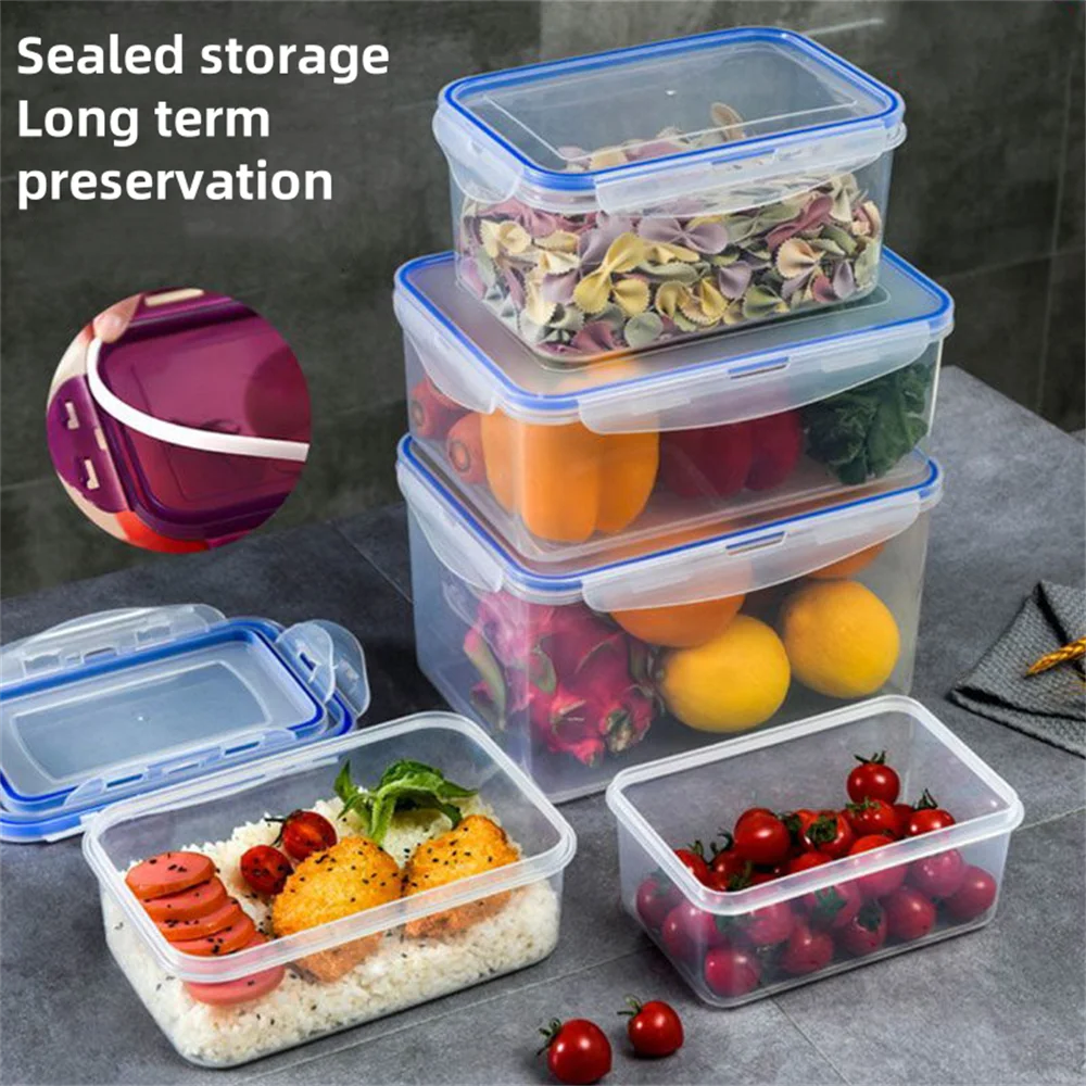 1/4pack Food Storage Containers Transparent Kitchen Organization Boxes with Lids Stackable Fridge Pantry Storage Bins for Grains