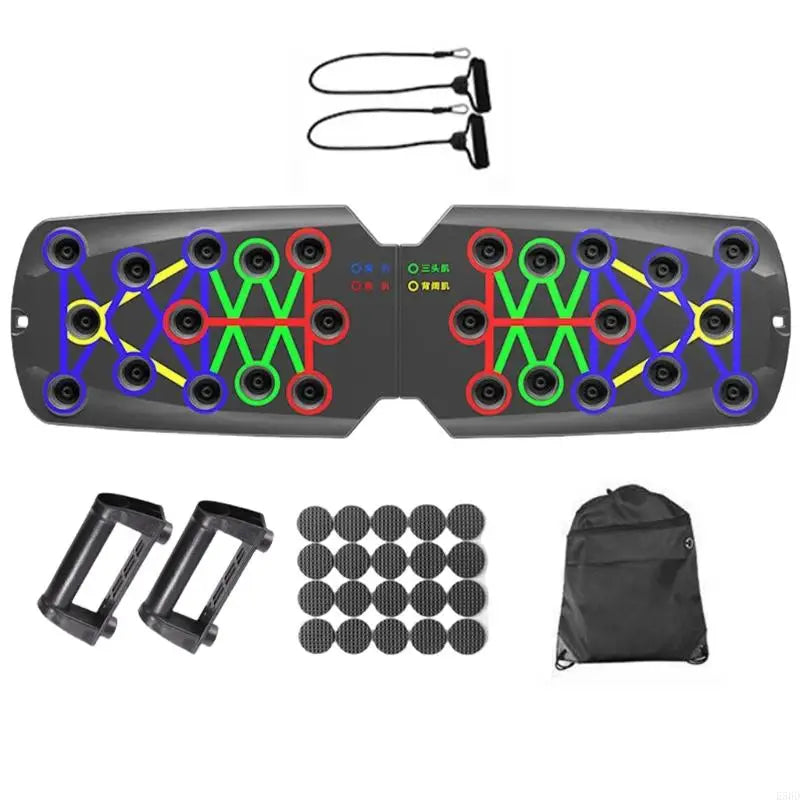 E56D Push Up Boards, Exercise Pushup Stands with Resistance Band for Fitness Training