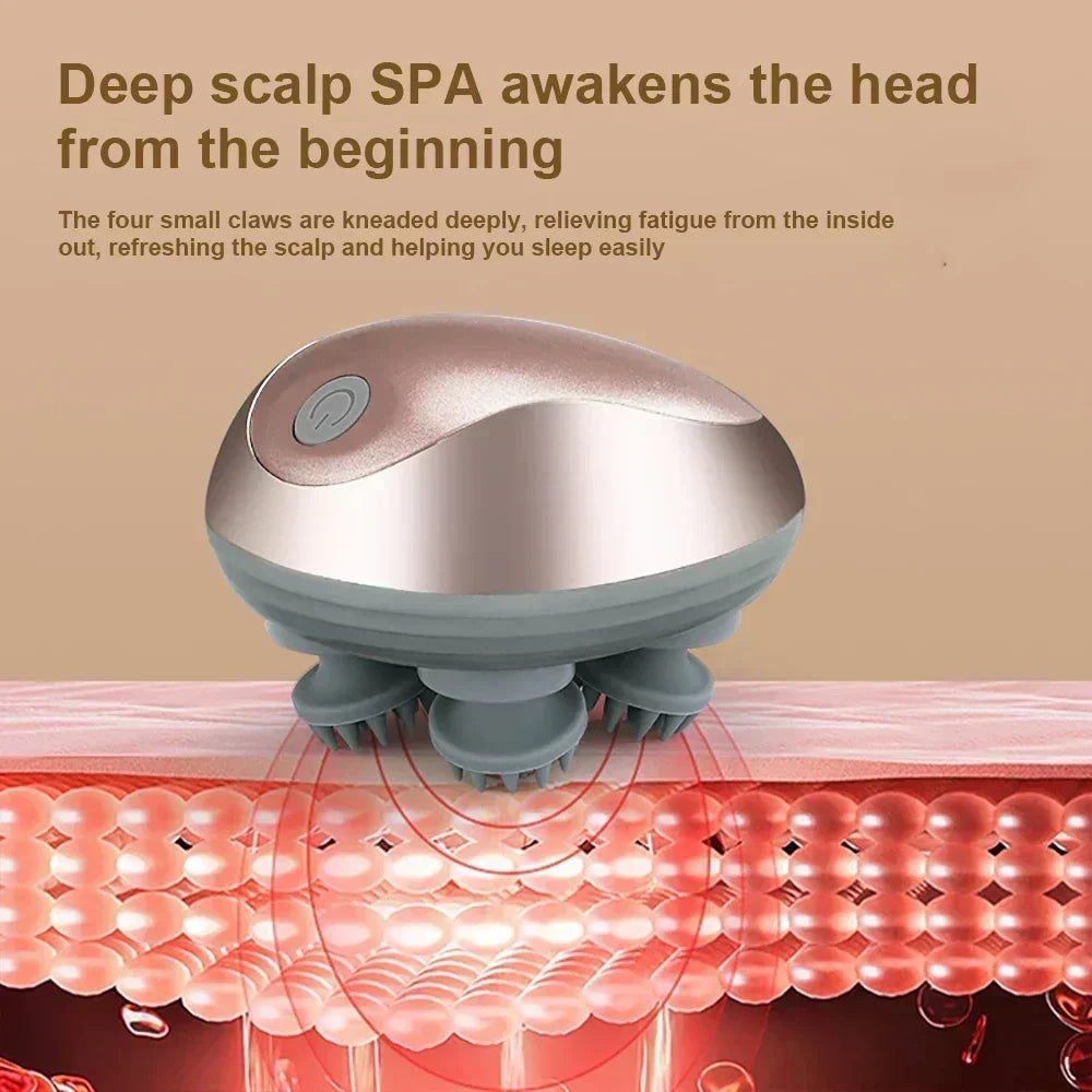 6 Modes Electric Scalp Massager Silicone Kneading Vibration Head Massager with Rechargeable Portable Hair Growth Massage Device