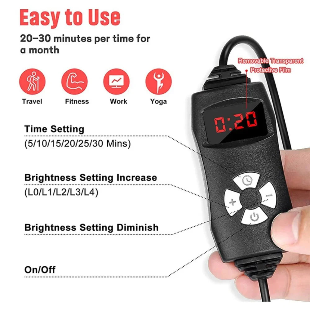 96 LEDs Red Light Therapy Lamp 660nm & 850nm for Facial Skin Care and Full Body Pain Relief