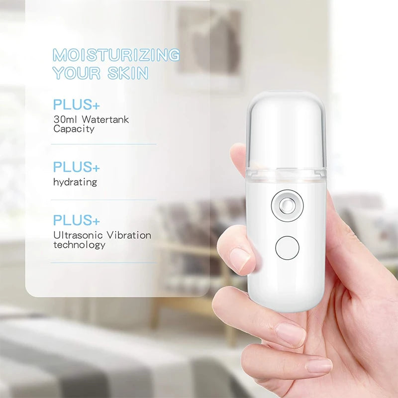 Nano Facial Hydrator Sprayer Portable Face Steamer Nebulizer Home Travel Use Mini Rechargeable Humidifier Beauty Skin Care Tools