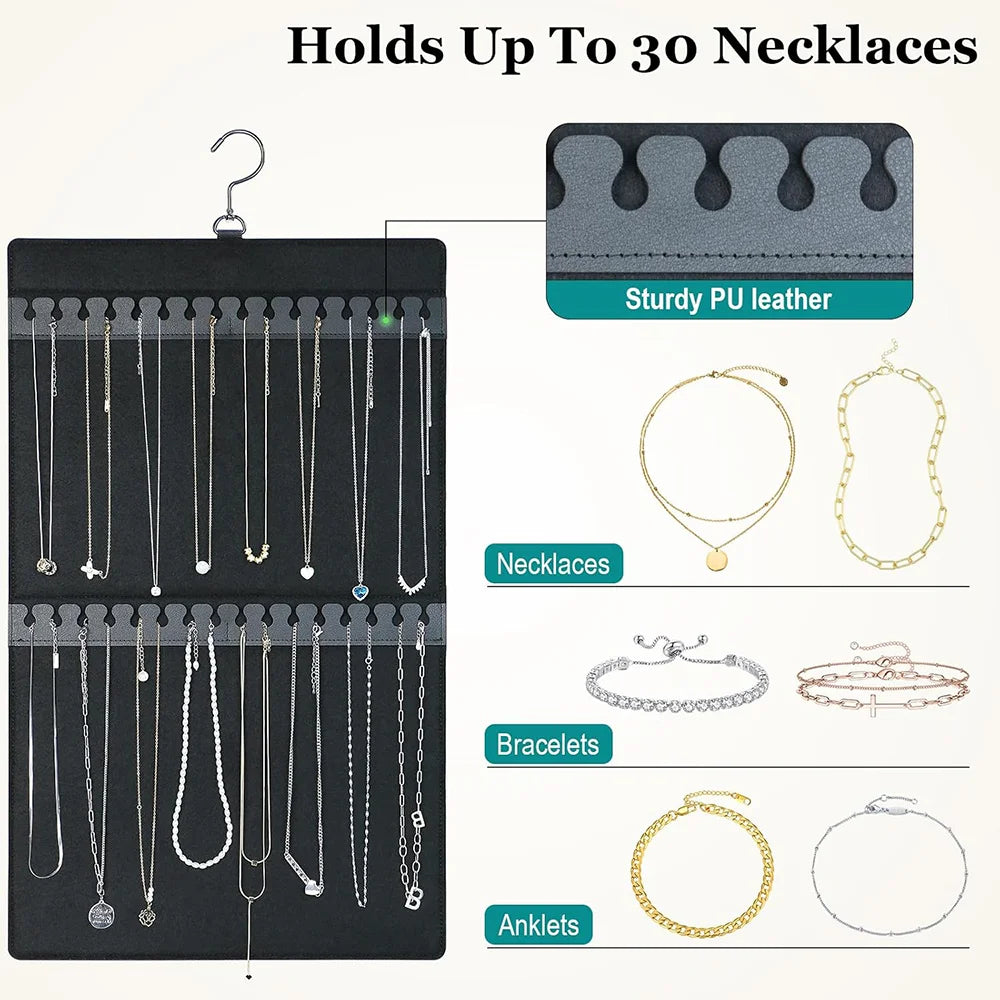 Jewelry Holder Organizer, Hanging Jewelry Organizer Dual-Sided Earring Organizer Display for 300 Pairs of Earrings and Necklace