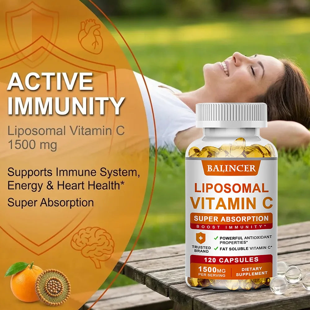 Liposomal Vitamin C 1500mg, High Absorption Fat-Soluble Ascorbic Acid, Immune Support, Collagen Booster & Antioxidant Supplement