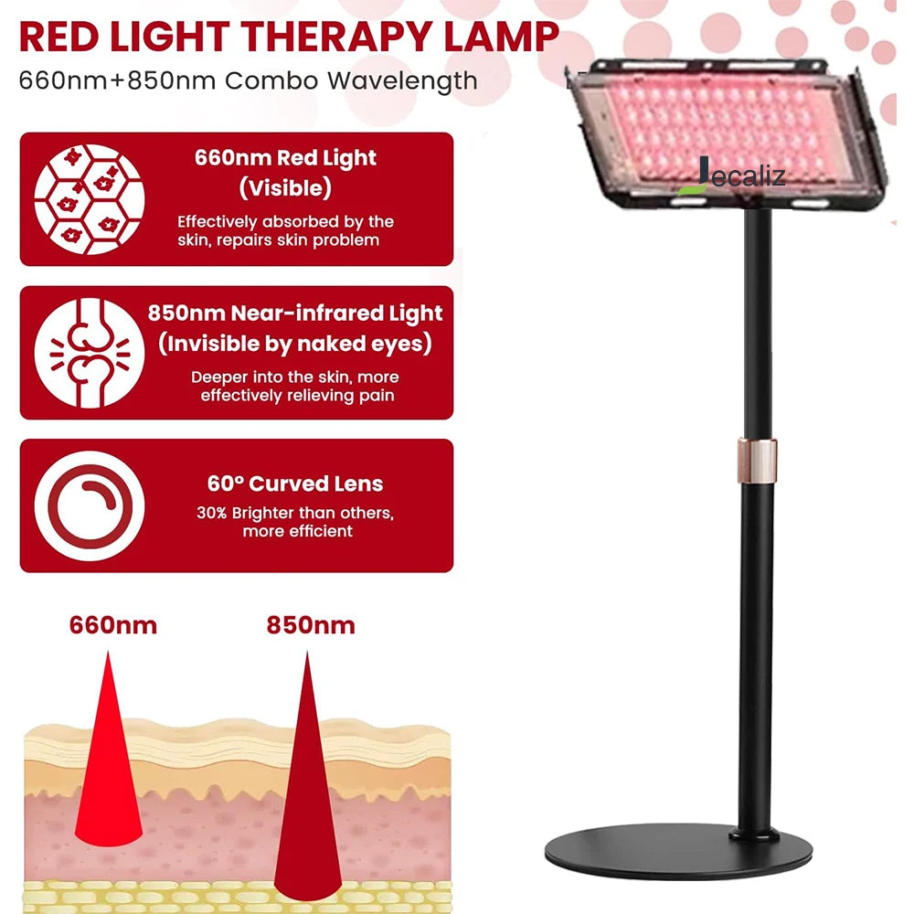 96 LEDs Red Light Therapy Lamp 660nm & 850nm for Facial Skin Care and Full Body Pain Relief