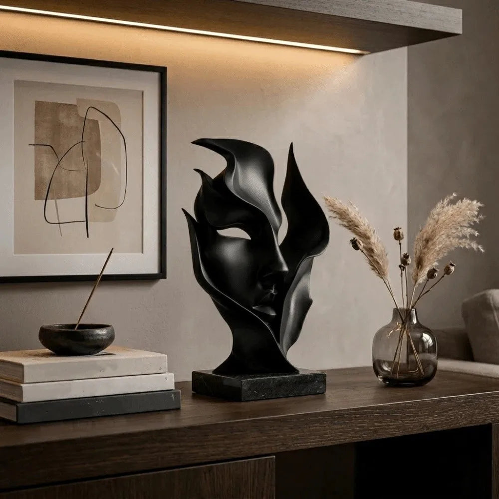 Decorative Artistic Sense Half Face Sculpture Statue 3D Printed Home Decoration Figurine Facial Ornaments Home