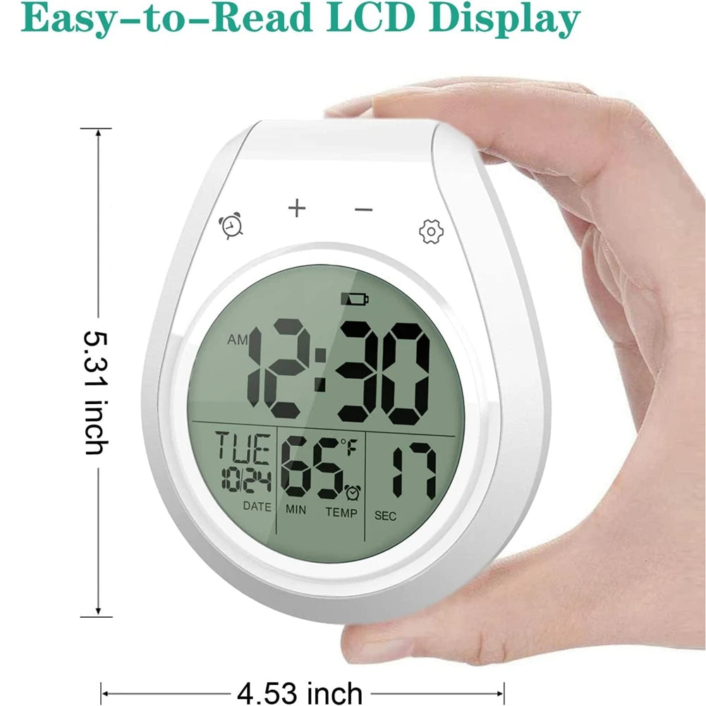 Digital Shower Clock Waterproof, Bathroom Timer Clock, Digital Kitchen Wall Clock, LCD Display, 12/24 Hour Format
