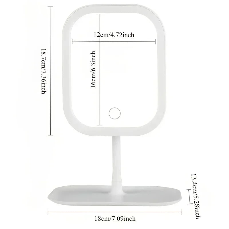 LED Makeup Mirror, Touch Control 3 Light Modes, Rechargeable Portable Vanity Mirror with Stand & Foldable Design