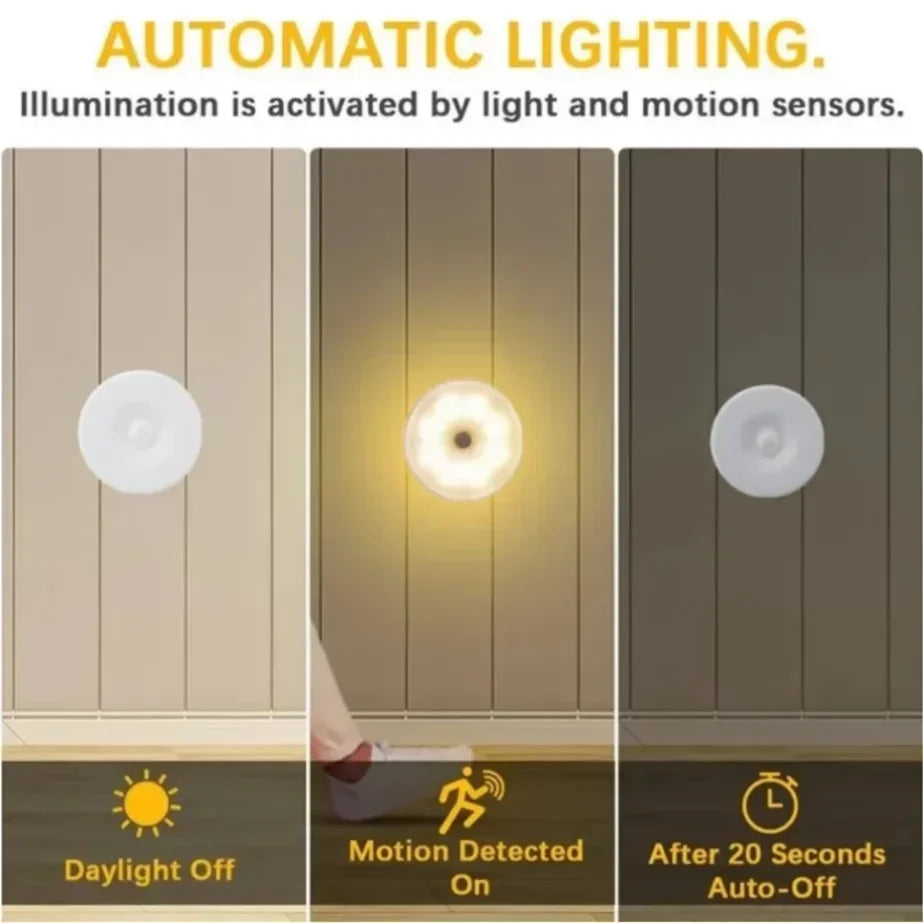 Motion Sensor Light Led USB NightLights Rechargeable Lamp for Bedroom Staircase Hallway Wardrobe Cupboard Night Lighting