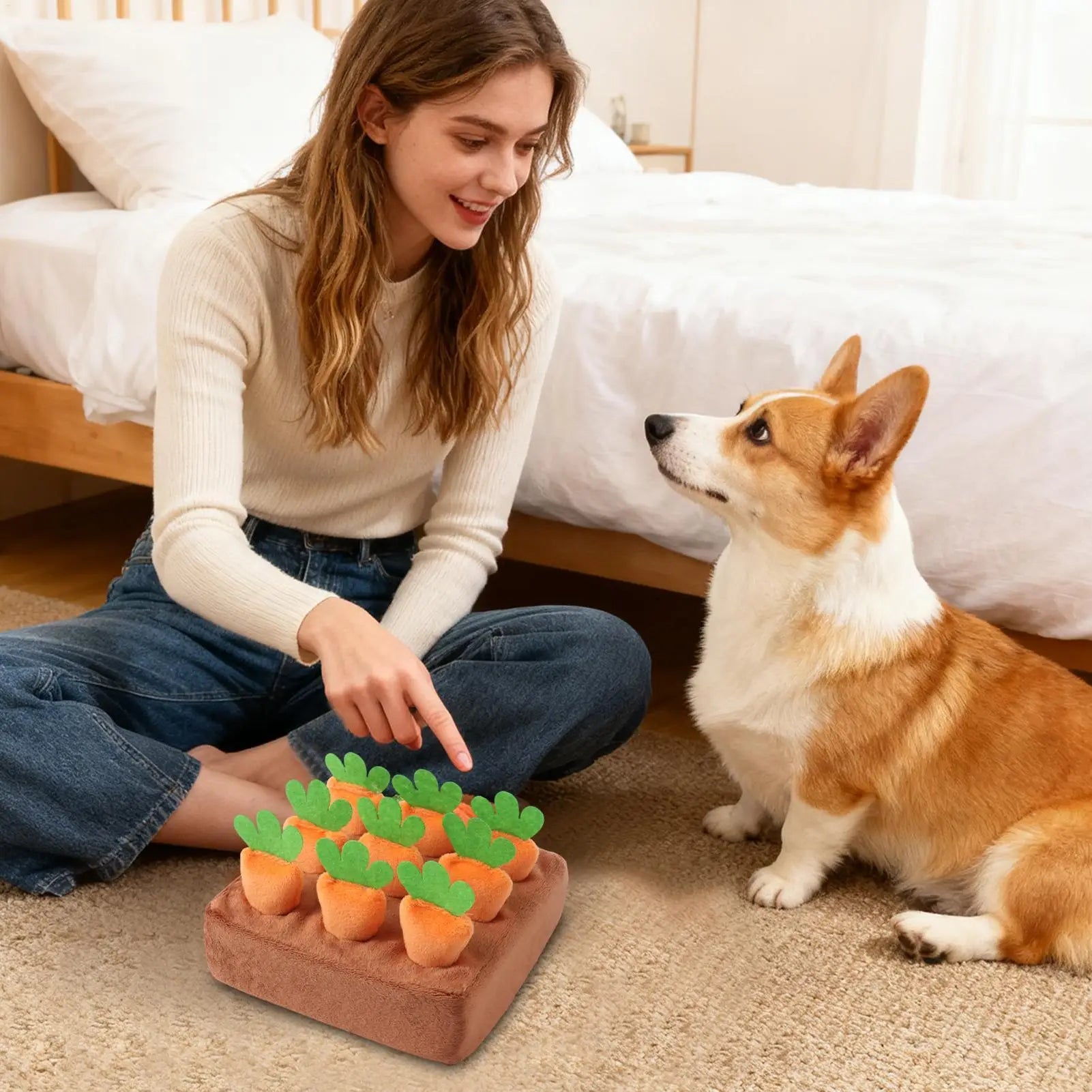 Snuffle Mat for Dogs Cats Puzzle Toy with Carrots for Small Medium Large Interactive Pet Stress Relief Dogs Chew Toys