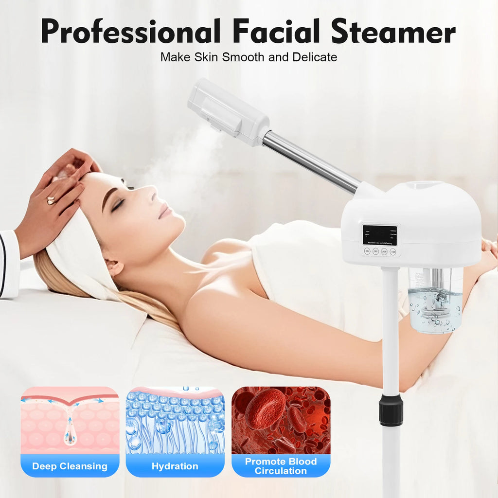 750w Standing Facial Steamer LCD Ozone Facial Steamer Professional for Clean Skin, Skin Care Spa with Hot Mist