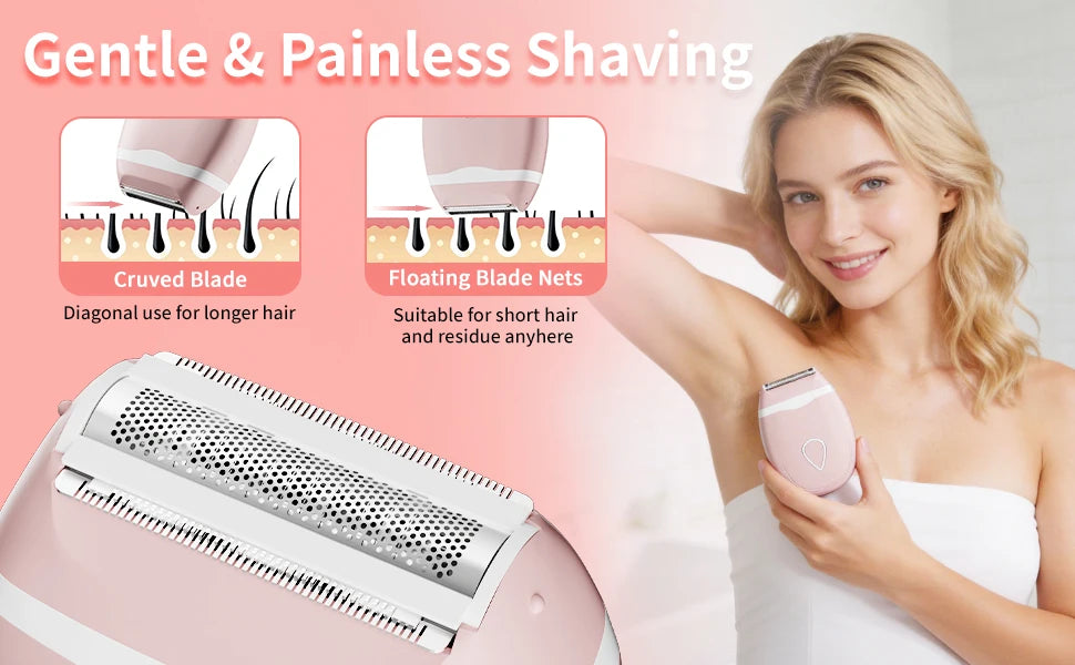 Facial Hair Remover for Women  Wet Dry Use Electric Shaver Portable Bikini Trimmer for Face,Legs,Underarms and Bikini Line