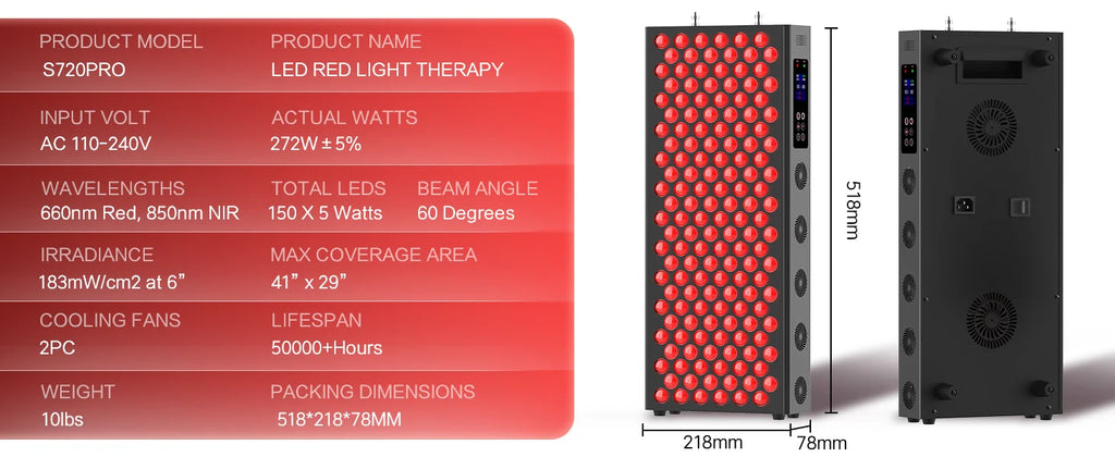 LED Red Light Therapy Panel With Dual Chip 660nm&850nm Full body red light therapy device For Home Use