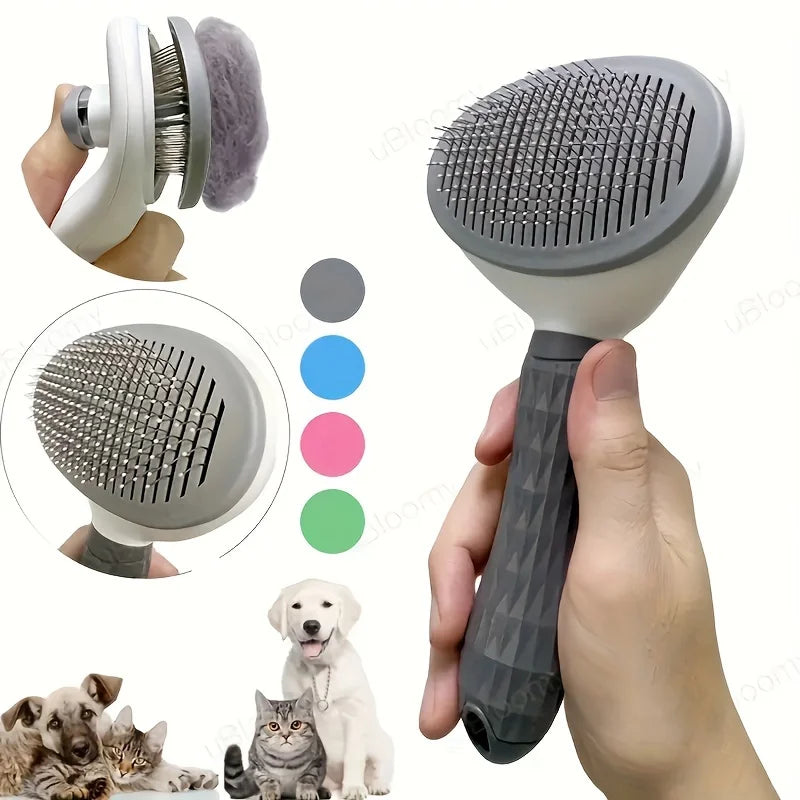 One-Click Pet Grooming Comb Automatic Self Cleaning Slicker Brush Effortless Floating Hair Removal Tool for Dogs Cats 2026
