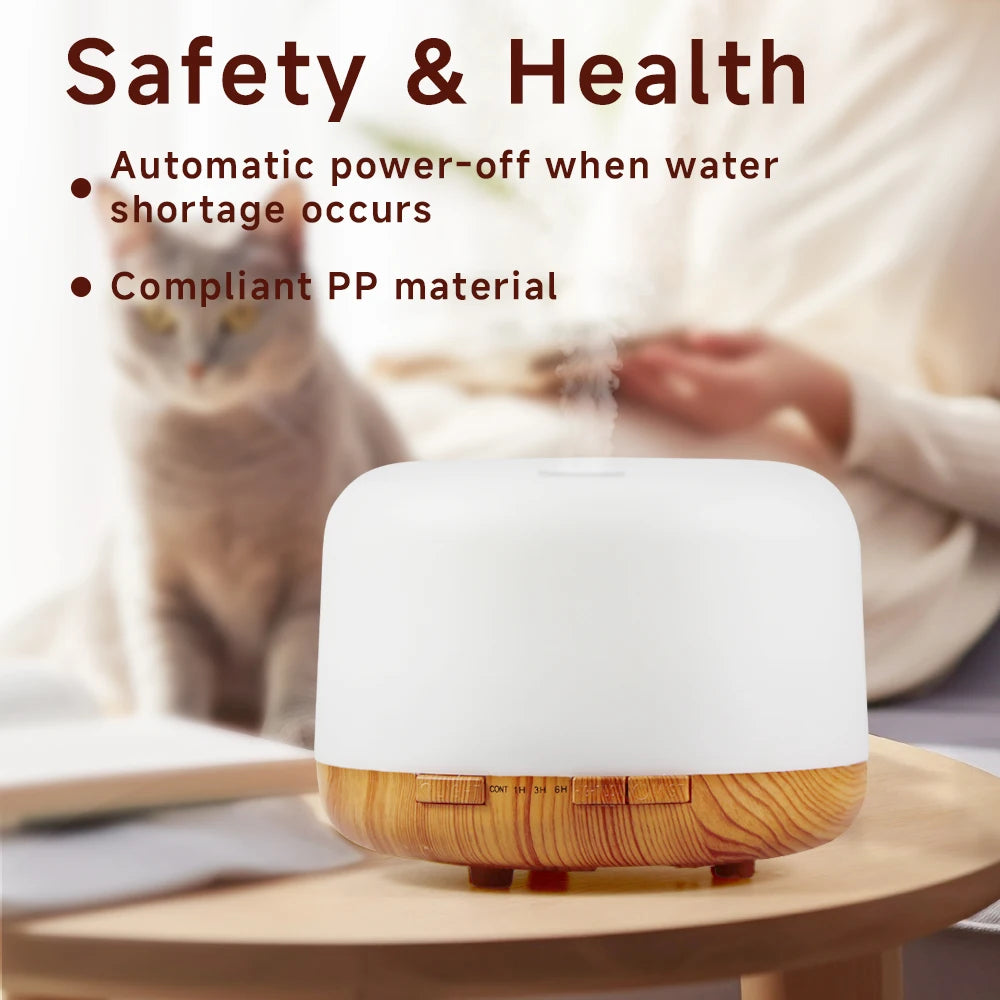 500ml Essential Oil Diffuser Quiet Aromatherapy Mist Diffusers Ultrasonic Remote Control Air Humidifier with Timing Function