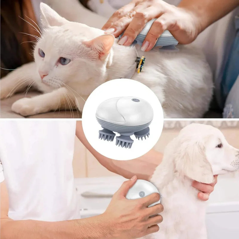 2-in-1 Deep Cleansing Vibrating Brush, Rechargeable Scalp Cleaner Pet Massager with Low Noise, Waterproof for Hair Wash Pet Care