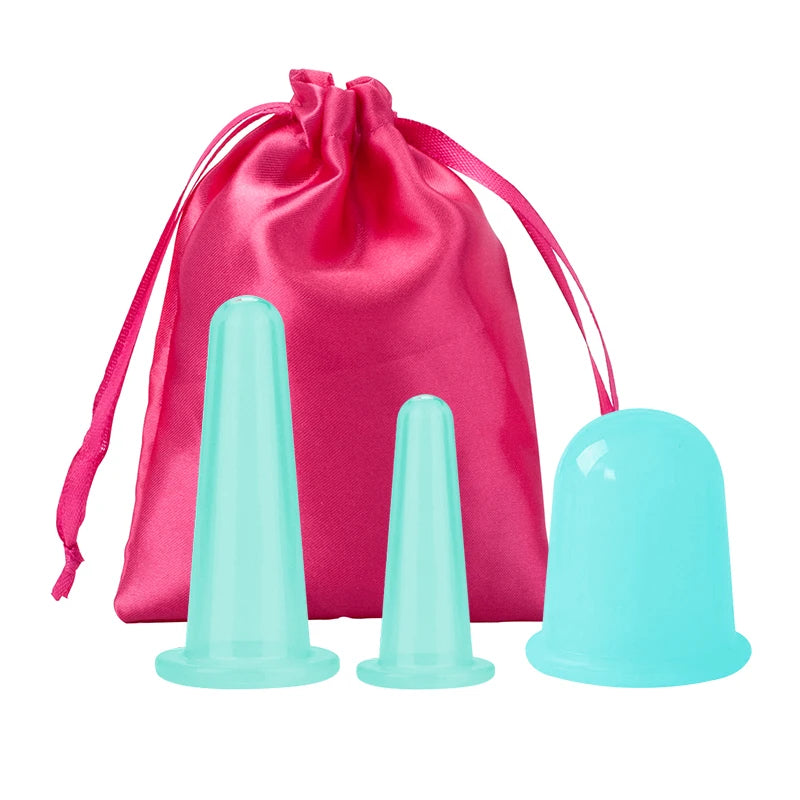 Facial Suction Cups Silicone Vacuum Cupping Massage Jars Anti Cellulite Massage Face Neck Lift Skin Scraping Guasha Anti Wrinkle