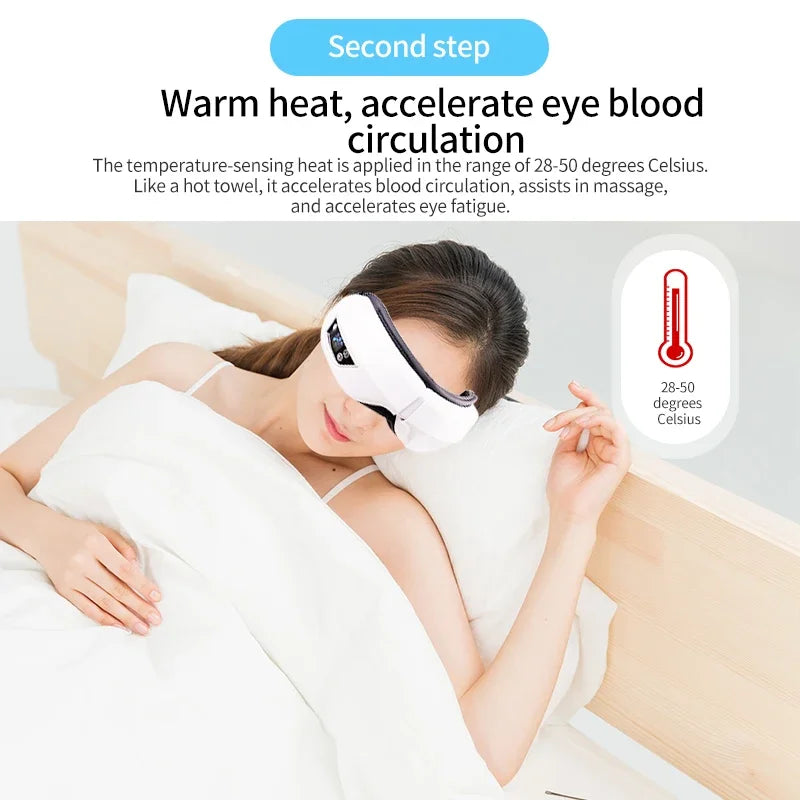Eye Massager with Heat Vibration Eye Mask Bluetooth Music Airbag Care Device for Eye Strain Relief Dry Improve Sleep Facial